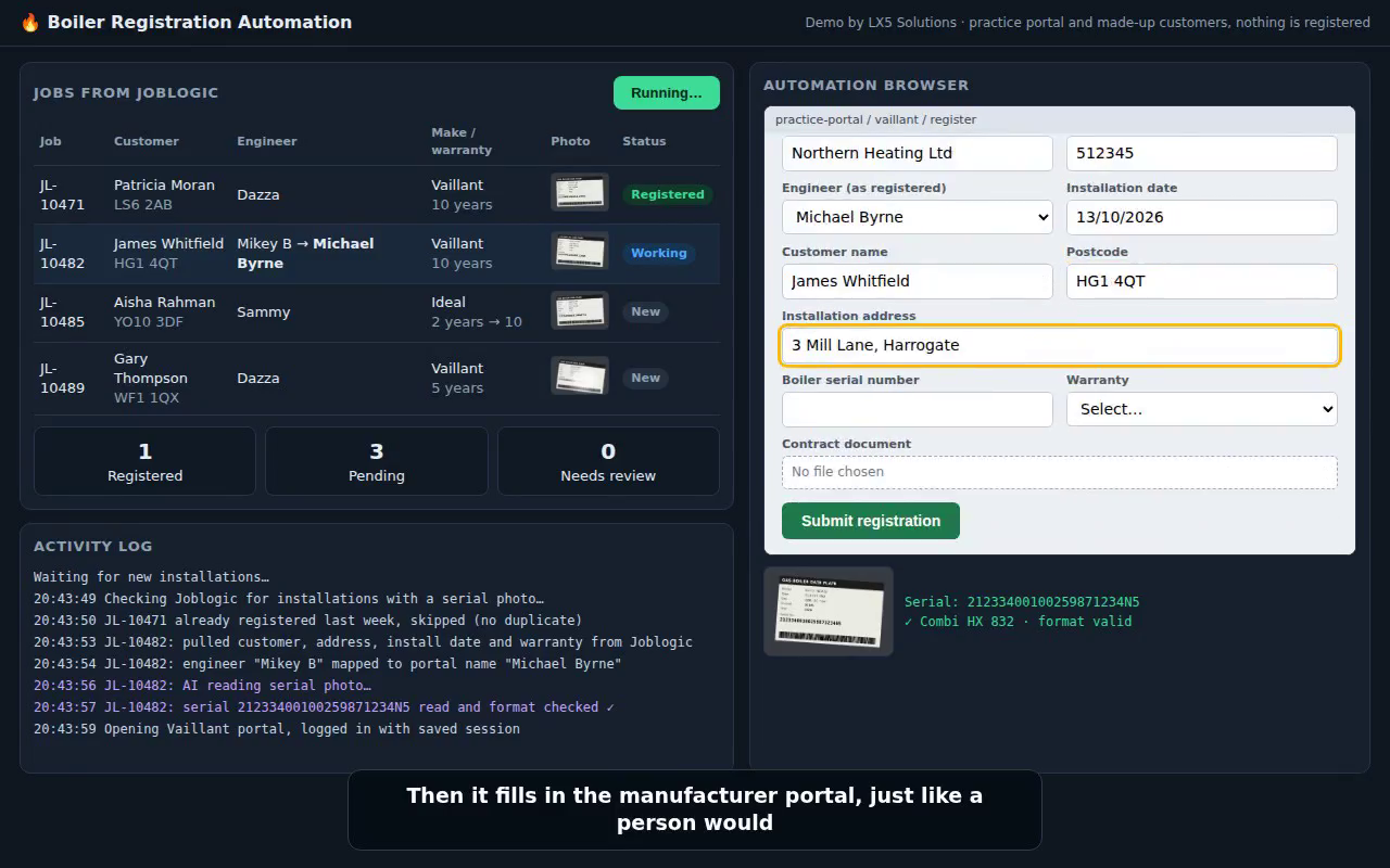 Boiler registration automation